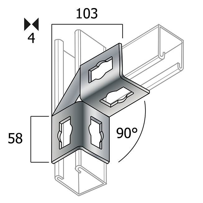 Connecteur d'angle | Connecteur d'angle 90&deg; Galvanis&eacute; (Syst&egrave;me de boutons Profi)