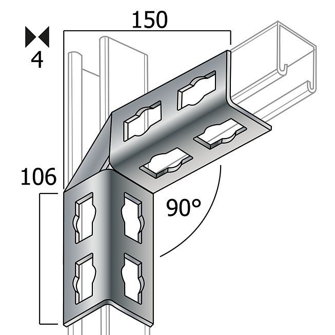 Connecteur d'angle | Connecteur d'angle 90&deg; Galvanis&eacute; (Syst&egrave;me de boutons Profi)