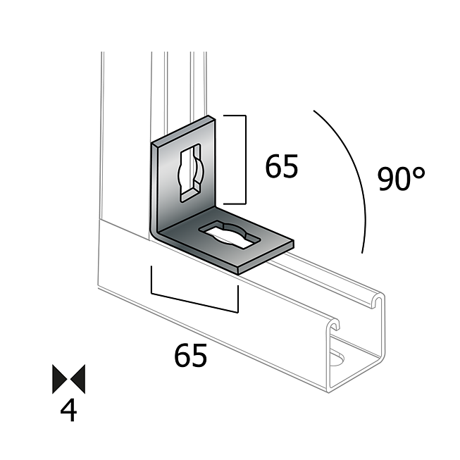 Connecteur d'angle | Connecteur d'angle 90&deg; Galvanis&eacute; (Syst&egrave;me de boutons Profi)