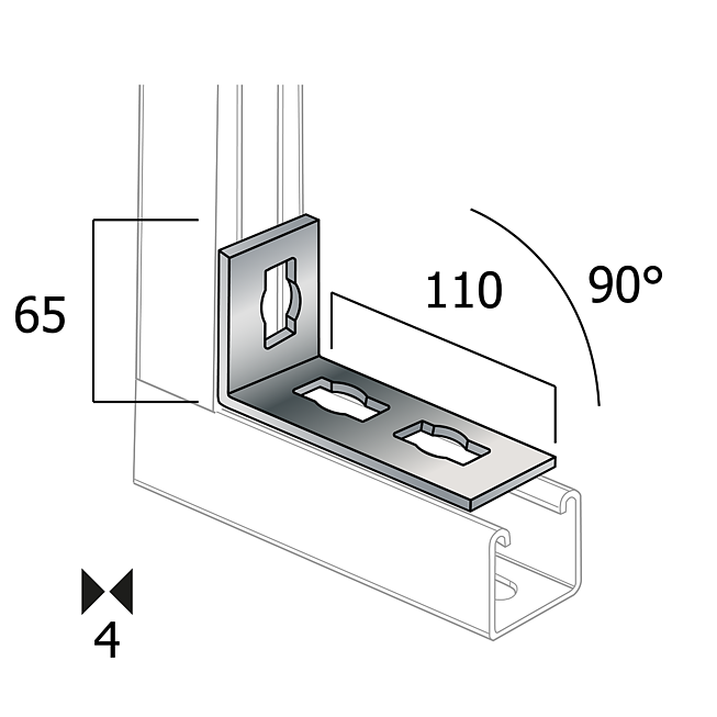 Connecteur d'angle | Connecteur d'angle 90&deg; Galvanis&eacute; (Syst&egrave;me de boutons Profi)