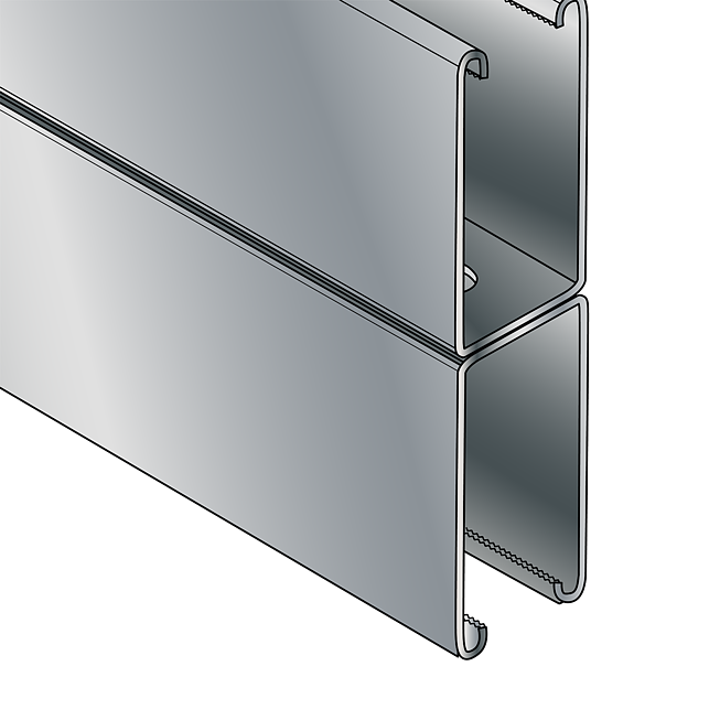 Double mounting rail 41x124x2.5mm L=6m FVZ