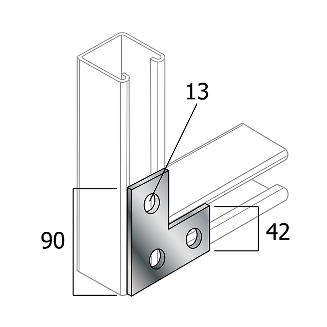 Plaque d'assemblage en L Galvanis&eacute; (Syst&egrave;me &agrave; trous oblongs Eco)