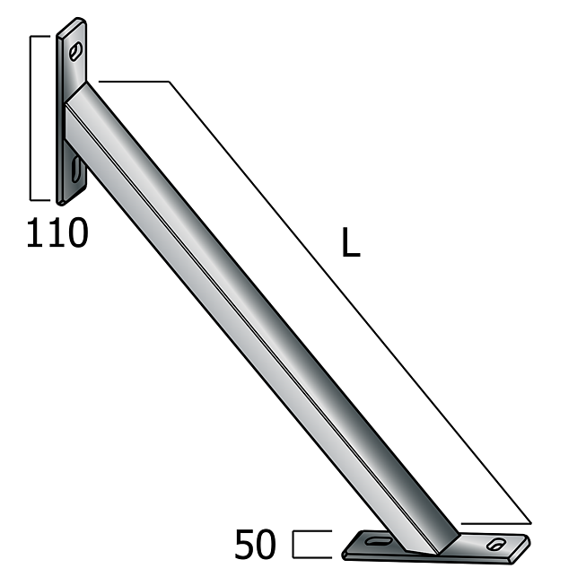 Strebe | Verst&auml;rkungsstrebe 45&deg; Verzinkt (Langloch-System Eco)