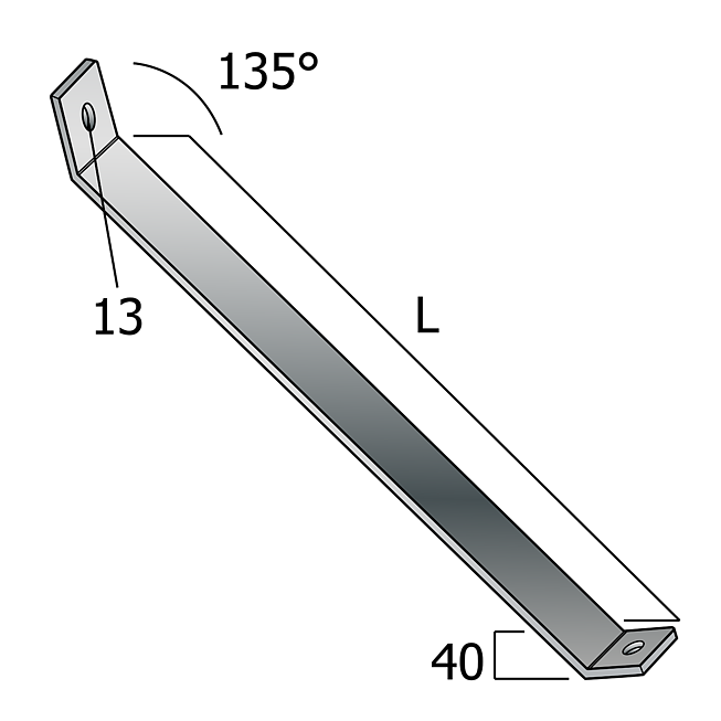 Strebe 45&deg; L= 245mm - VZ (Langloch-System Eco)