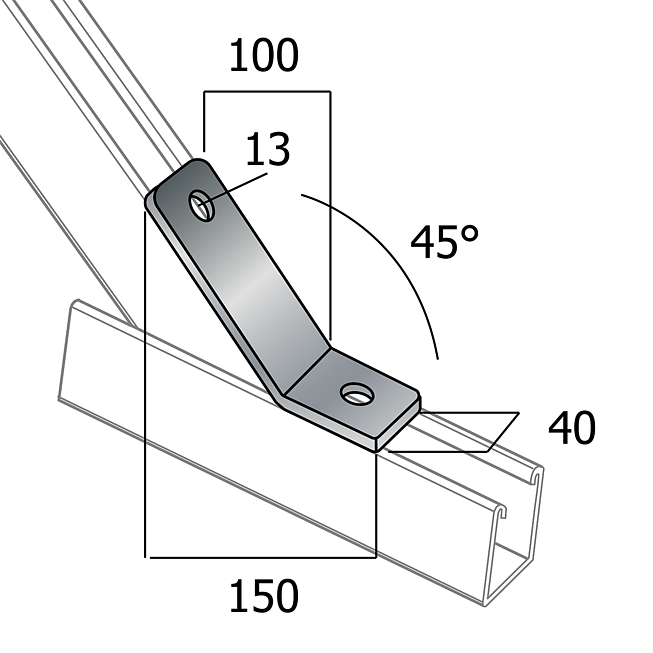 Winkel-Verbinder | Eck-Verbinder 45&deg; Verzinkt Stumpf (Langloch-System Eco)