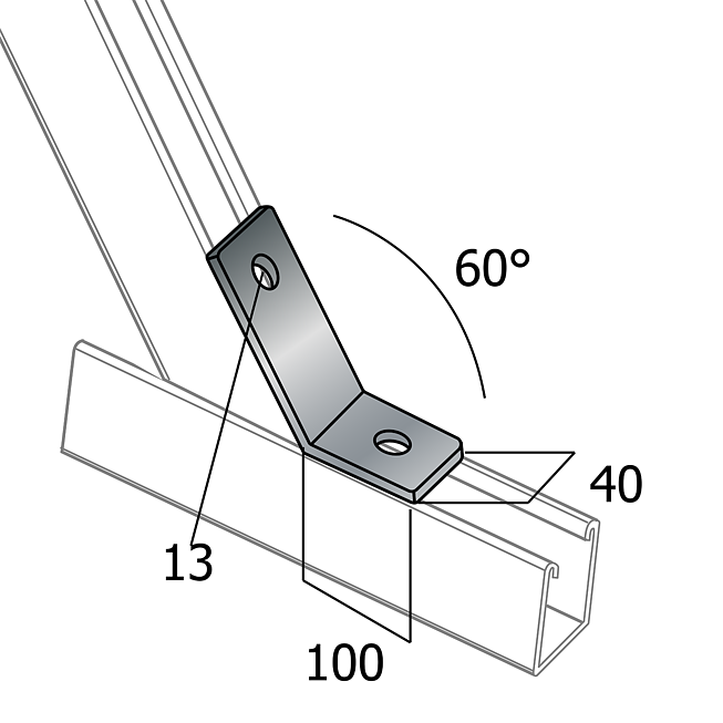 Winkel-Verbinder | Eck-Verbinder 60&deg; Verzinkt Stumpf (Langloch-System Eco)