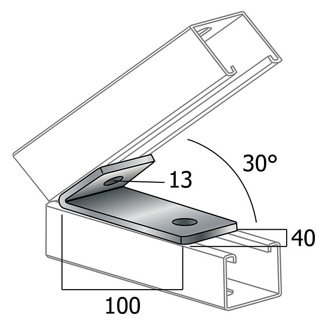 Winkel-Verbinder | Eck-Verbinder 30&deg; Verzinkt Spitz (Langloch-System Eco)