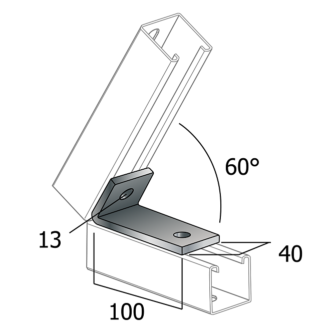 Winkel-Verbinder | Eck-Verbinder 60&deg; Verzinkt Spitz (Langloch-System Eco)