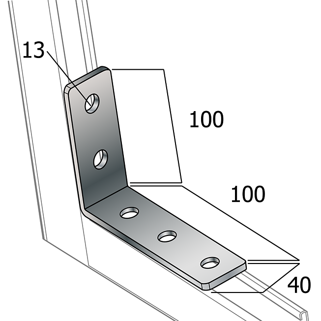 Connecteur d'angle | Connecteur d'angle 90&deg; Galvanis&eacute; (Syst&egrave;me &agrave; trous oblongs Eco)