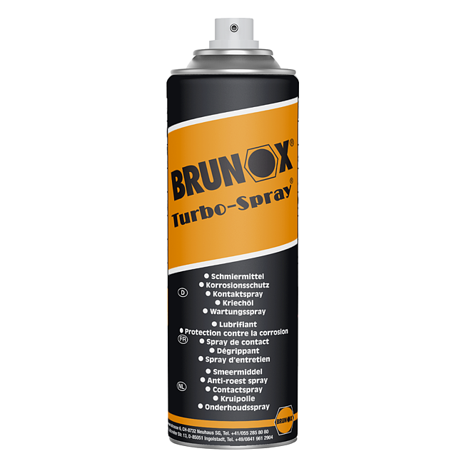 Brunox Turbo-Spray als Schmier-, Reinigungs-, Kriech-, Kontakt- und Korrosionsschutz