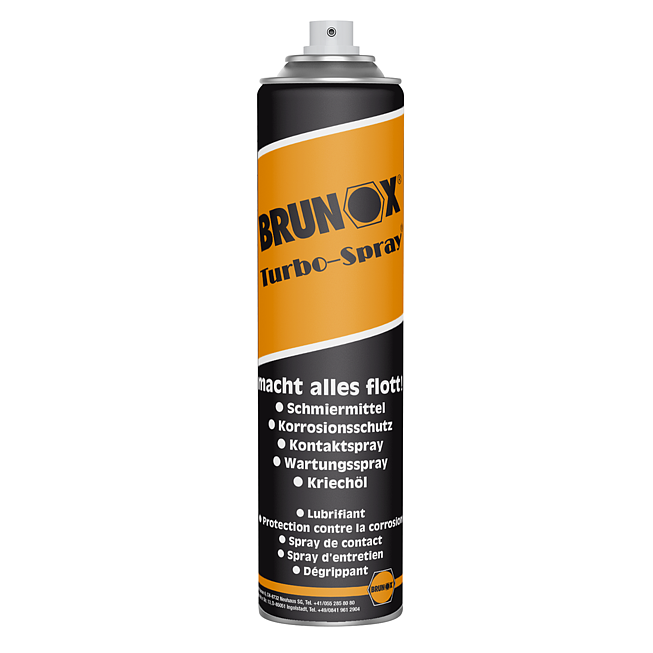 Brunox Turbo-Spray als Schmier-, Reinigungs-, Kriech-, Kontakt- und Korrosionsschutz