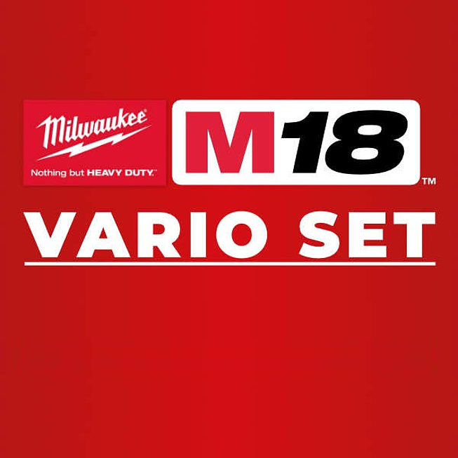 Milwaukee Vario Set mit 3 frei w&auml;hlbaren 18V Ger&auml;ten und Zugaben
