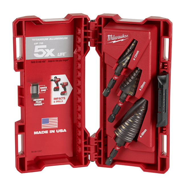 Milwaukee Set Stufenbohrer Shockwave 1/4&quot; Hex 3-Teilig
