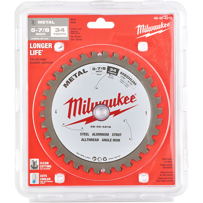 Lame de scie circulaire &agrave; m&eacute;taux sans fil Milwaukee pour l'acier de construction | 150x20x1.6x34