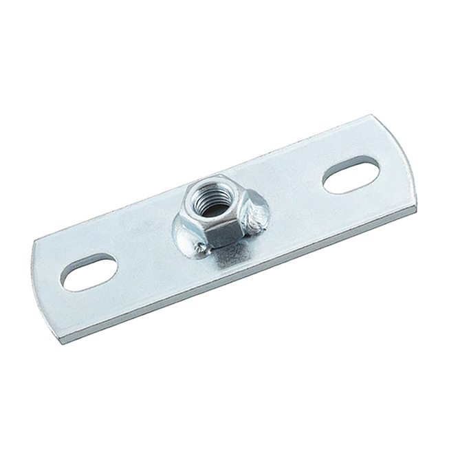 Piastra di base con filettatura metrica saldata a 2 fori zincata Versione per impieghi gravosi